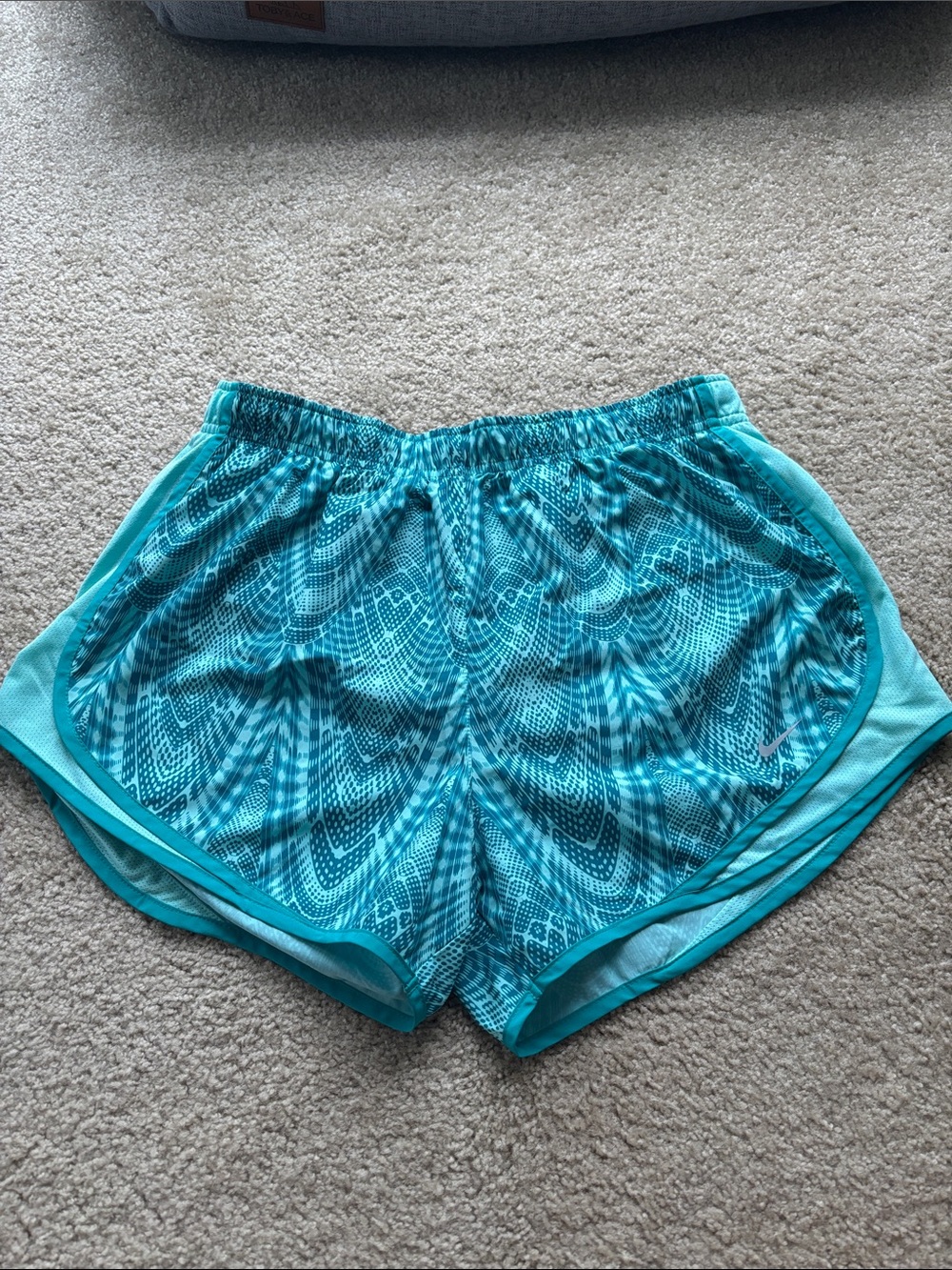 Nike Women's Teal Patterned Athletic Shorts